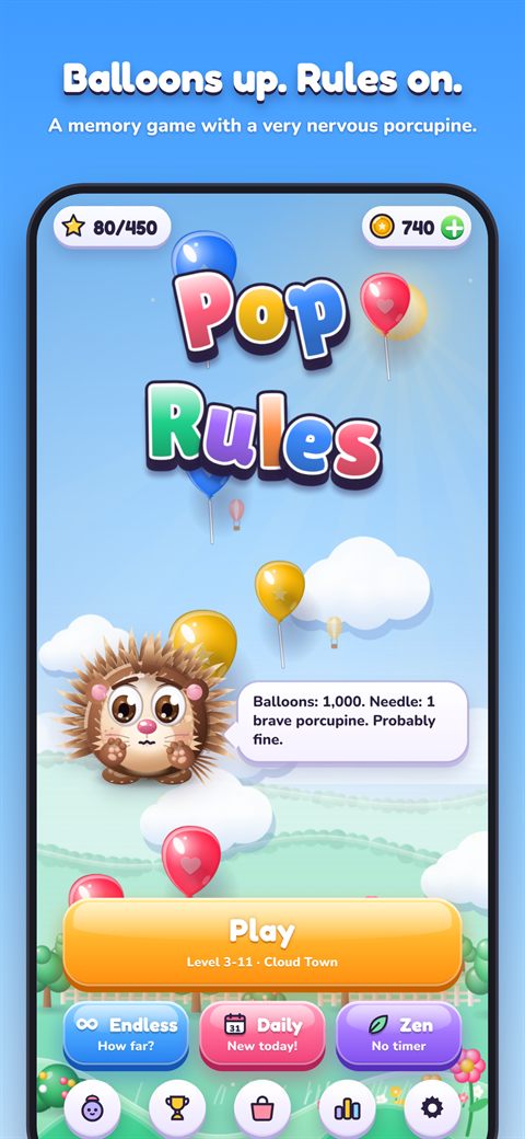Pop Rules title screen with Needle the porcupine